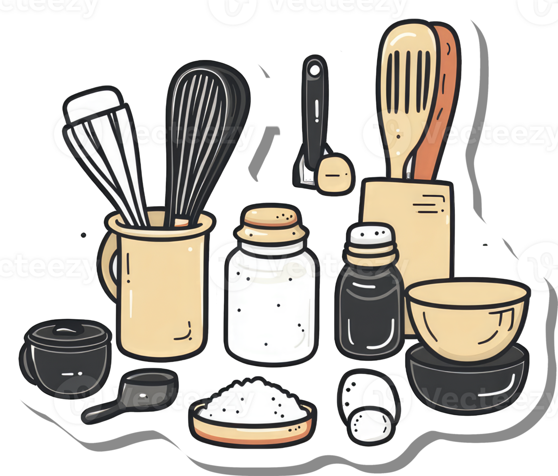 A Colorful Collection Of Kitchen Utensils And Spices png