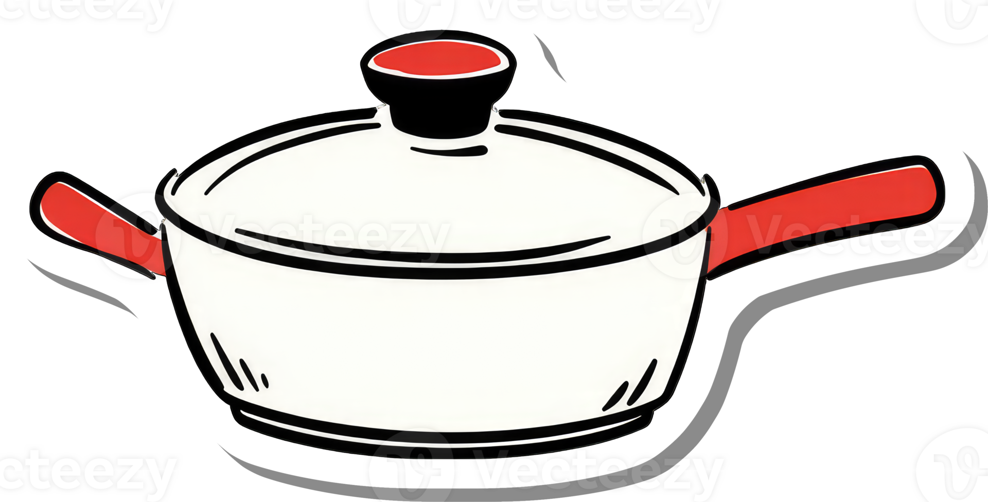 A Cartoon Drawing Of A White Cooking Pot With Red Handles png