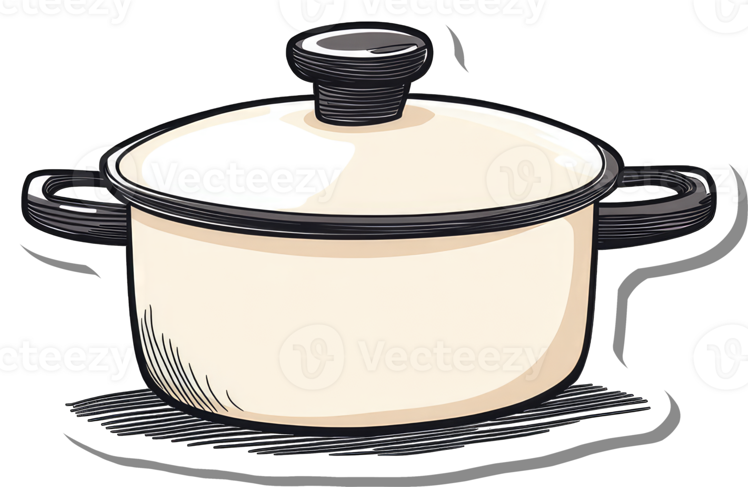 Cream Colored Cooking Pot With Lid And Handles png