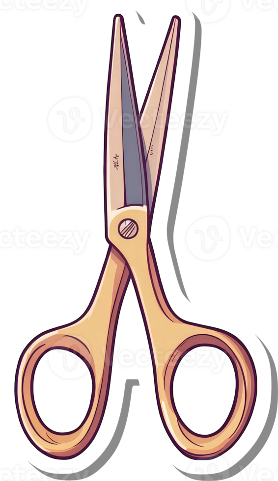 A pair of golden scissors illustration design png