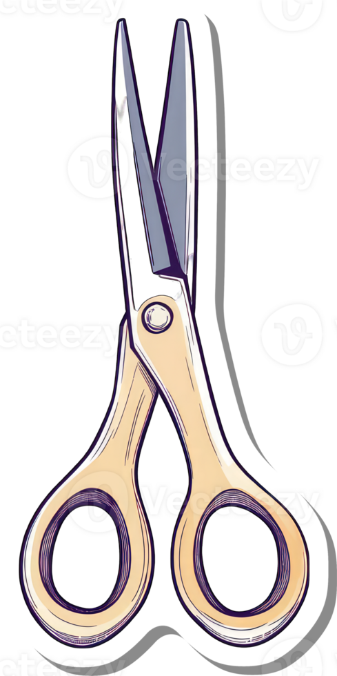 A Pair Of Sharp Metal Scissors With Beige Handles png