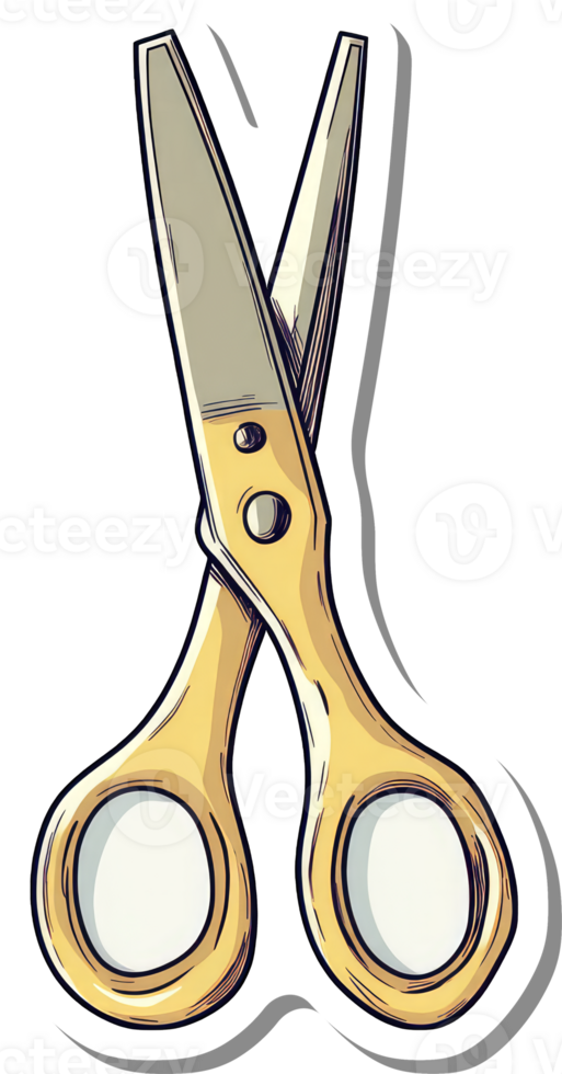 A pair of gold scissors is shown open png