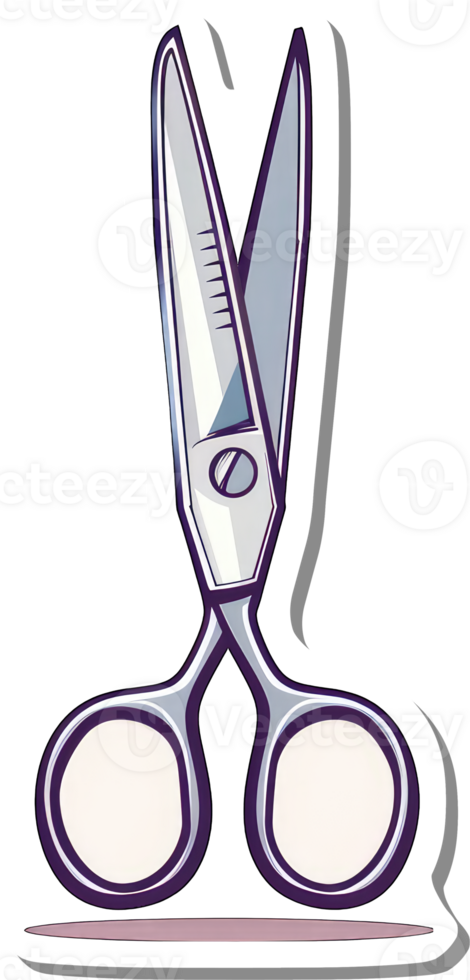 A pair of sharp silver scissors ready to cut png