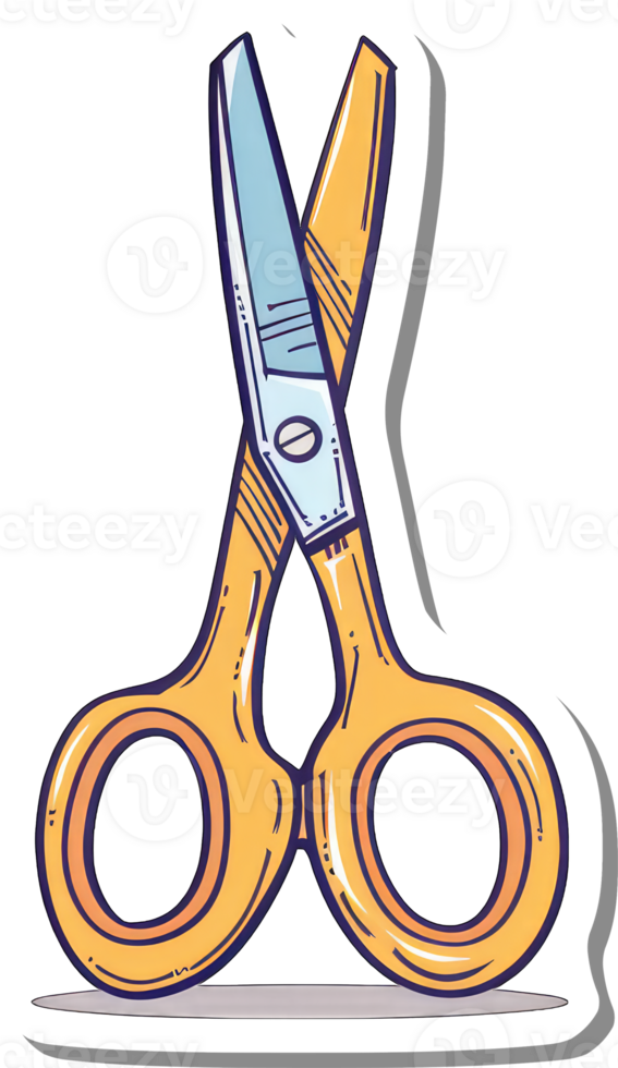 A Cartoon Illustration Of Yellow Scissors png