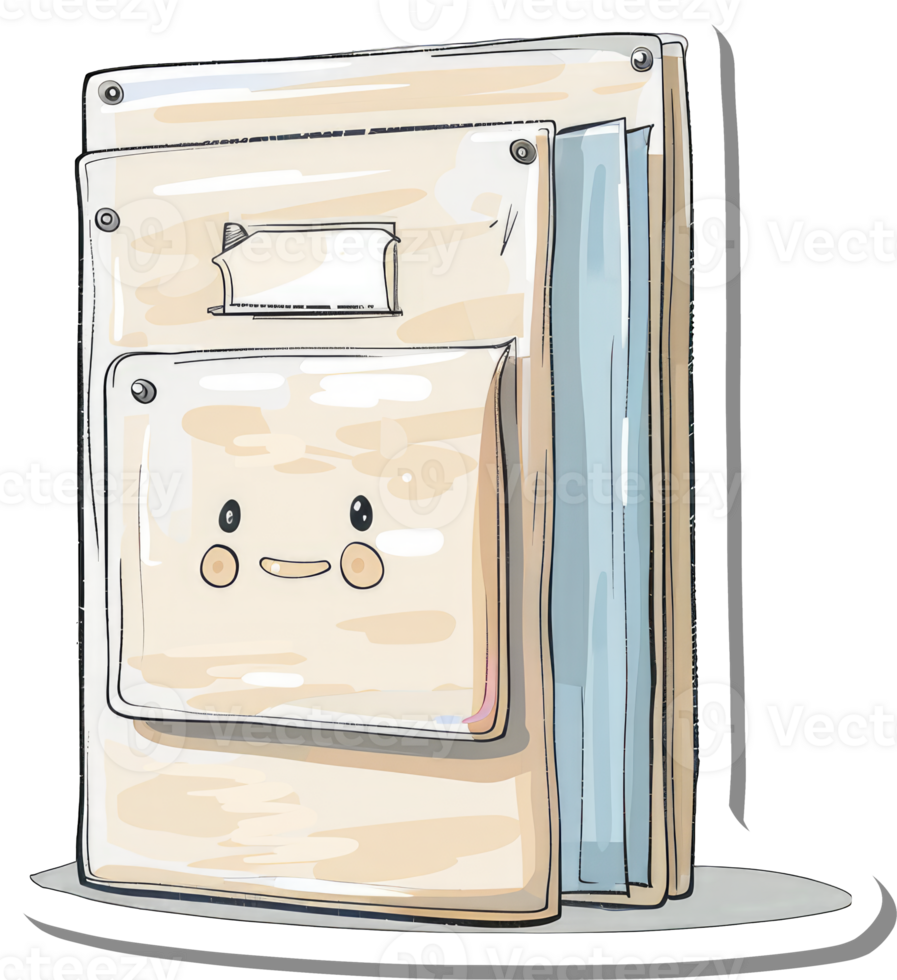 Adorable Cartoon Folder with a Happy Face png