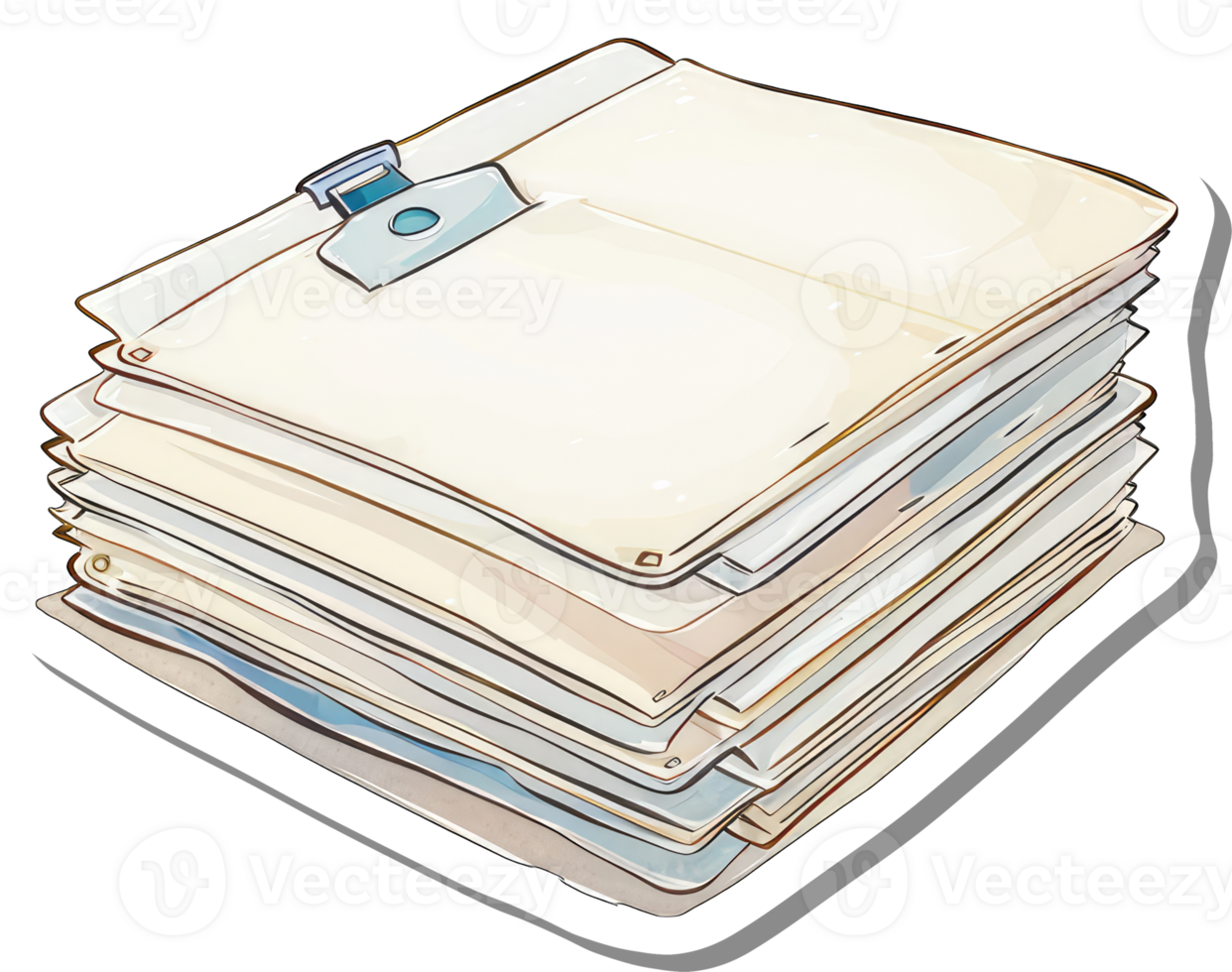 A Large Stack of Papers Secured with a Clip png