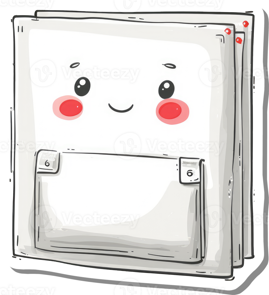A Happy White Notebook Character Smiling png