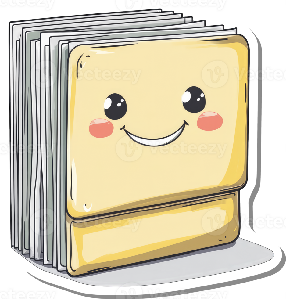 Happy file folder with papers inside smiles brightly png