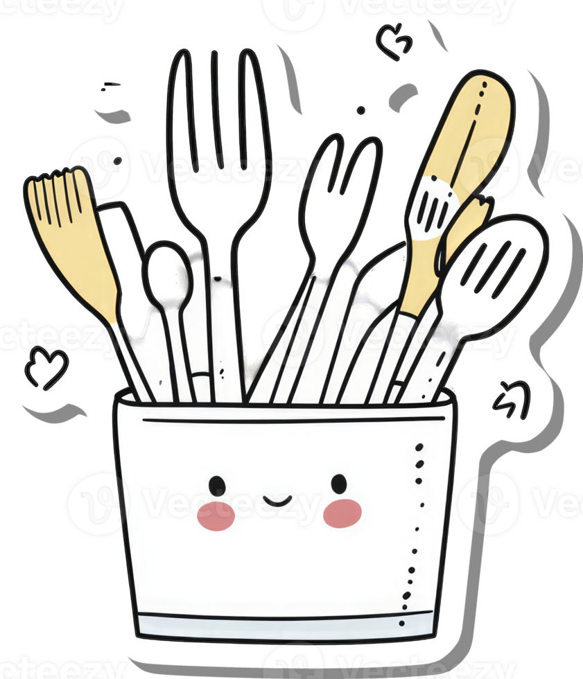 Happy Utensil Holder with Various Kitchen Tools png