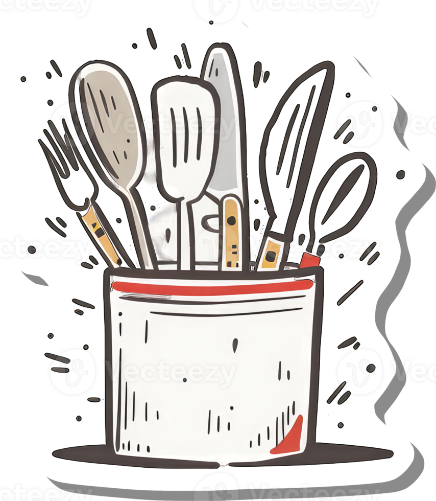 Kitchen Utensils Arranged Neatly In A Container png