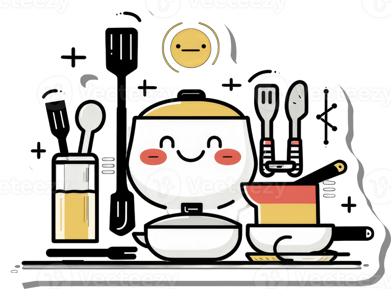 Happy Cooking Utensils and Pots Prepare Delicious Meals png
