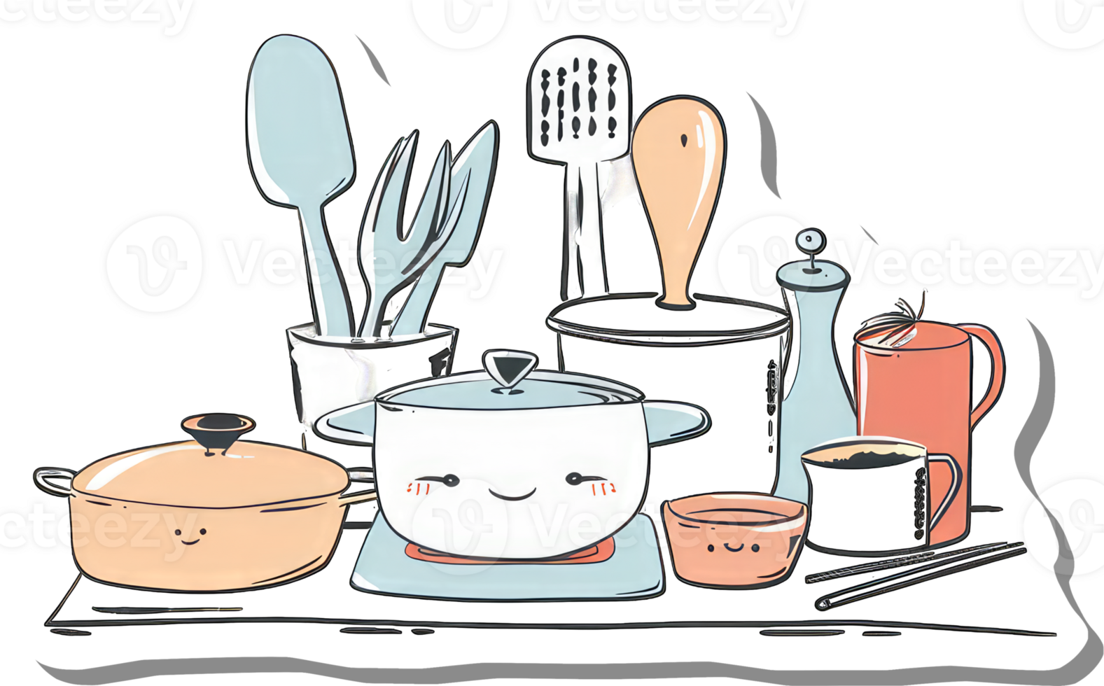 Happy Kitchen Utensils and Cookware Collection png