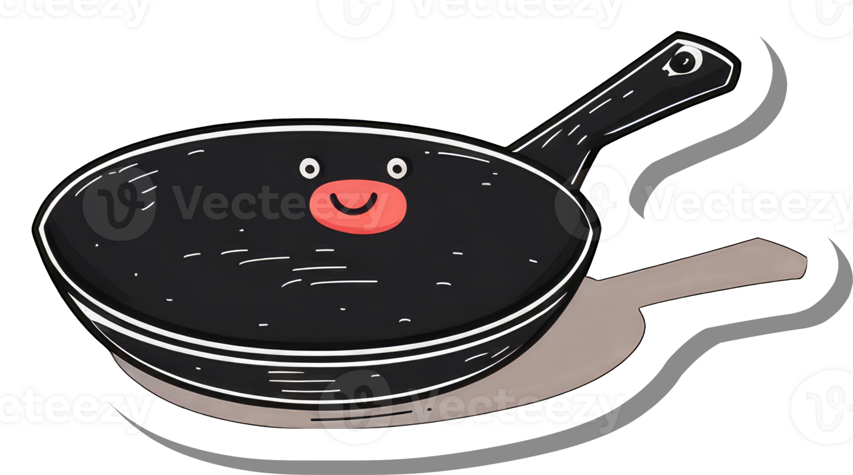 A happy frying pan with a smiling face png