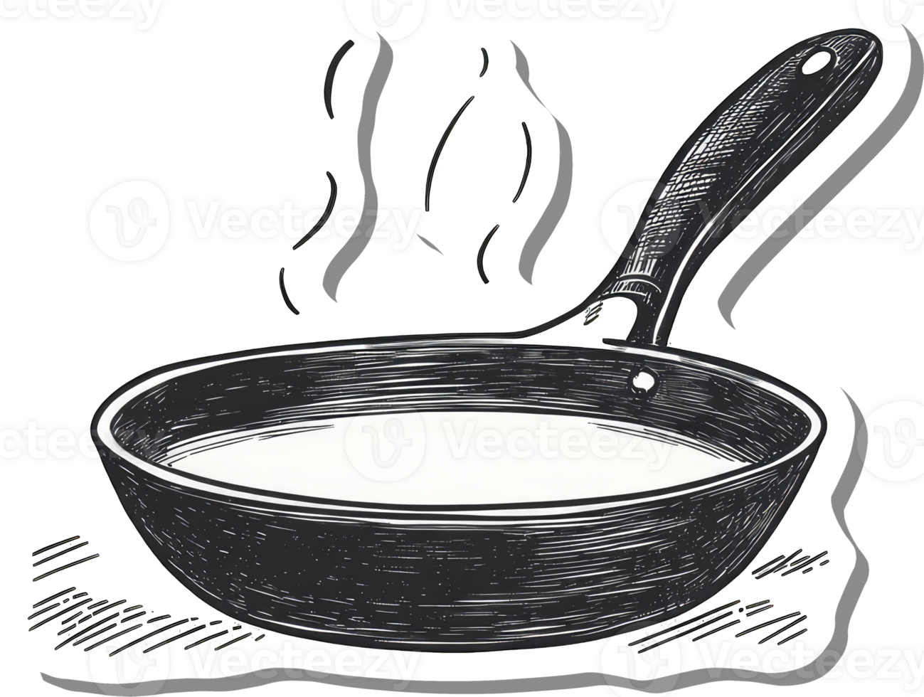 A steaming saucepan sits on a white background png