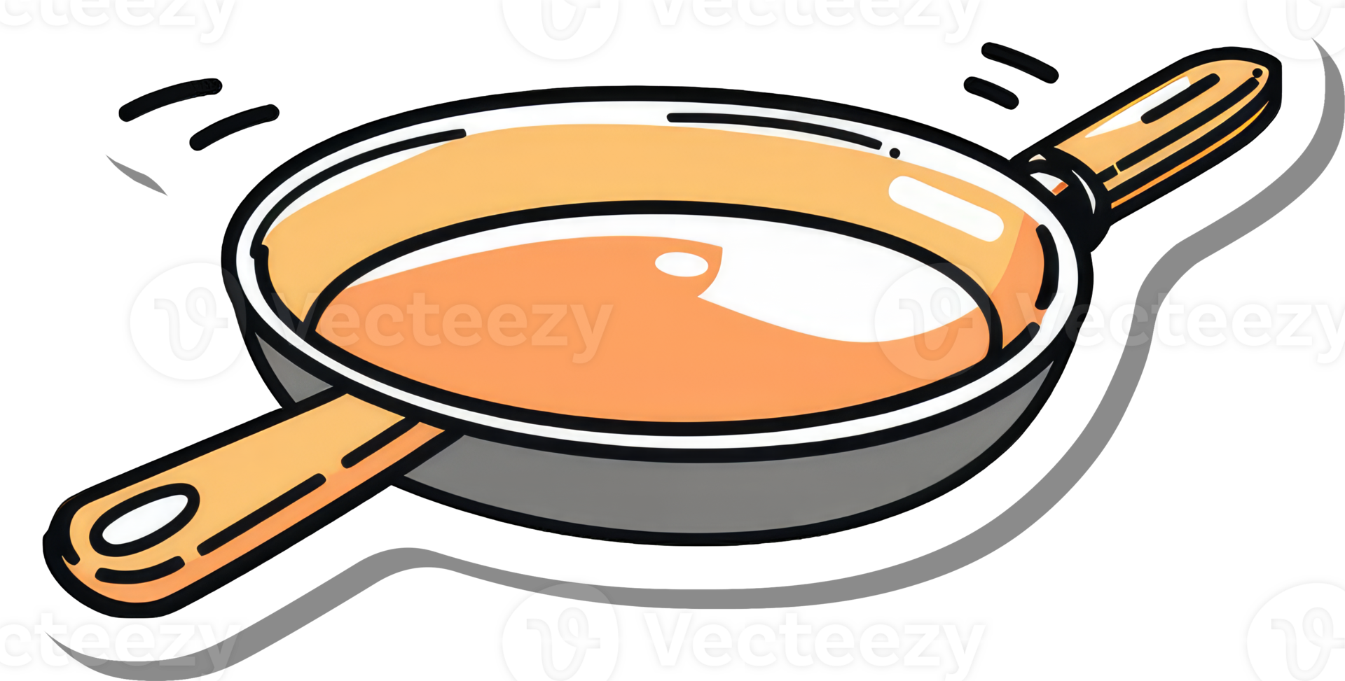 A cartoon image of a small frying pan with orange contents png