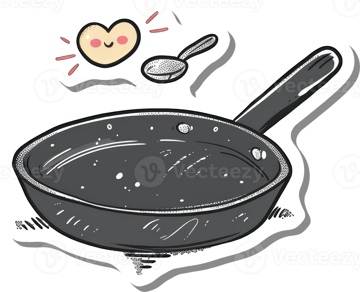 A Happy Heart Shaped Cartoon With A Frying Pan And Spoon png