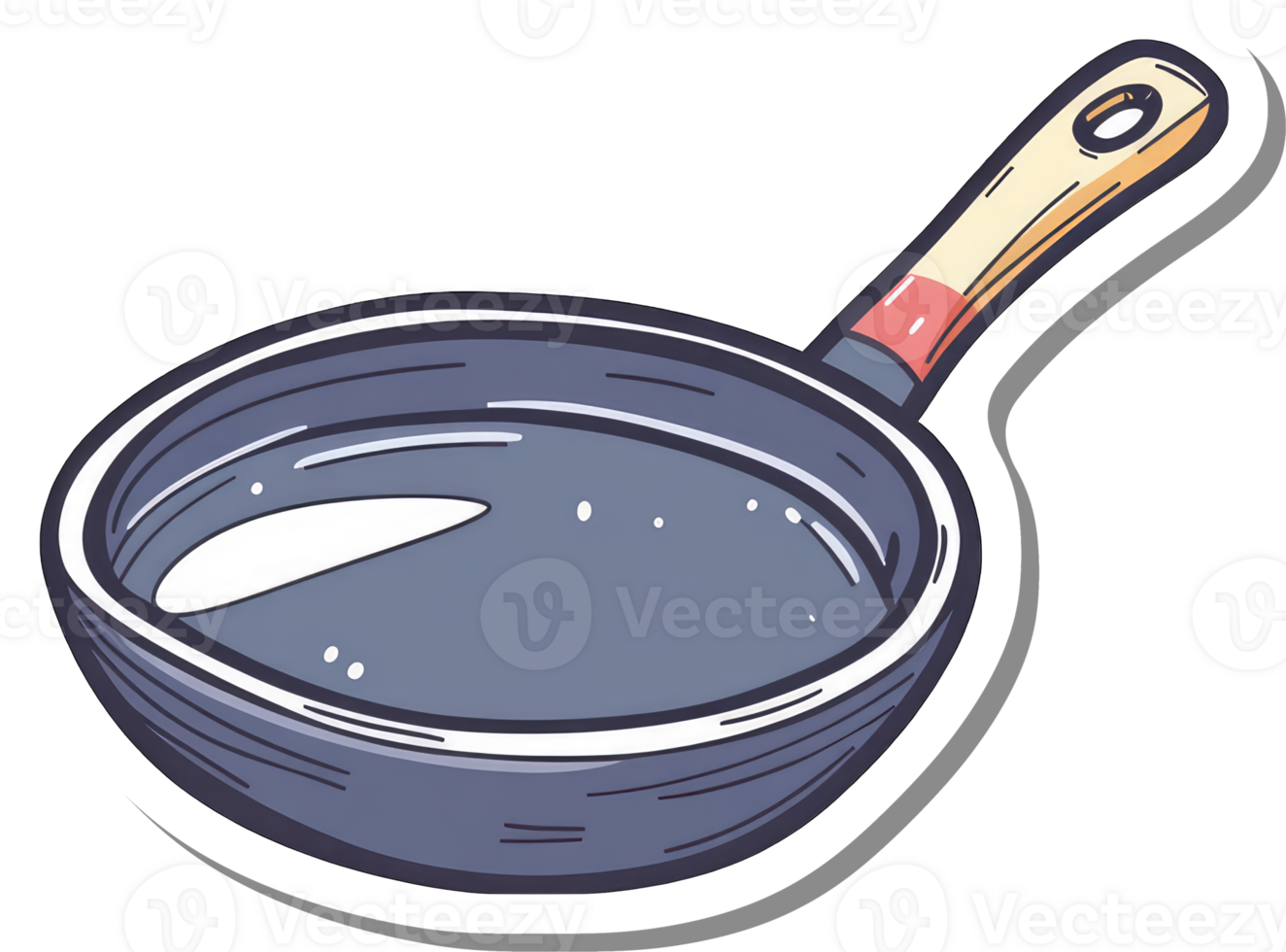 A Single Frying Pan With Wooden Handle png