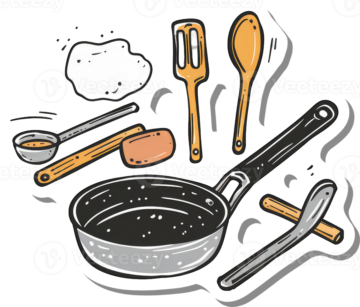 Cooking Utensils and Ingredients Prepare Delicious Meal png
