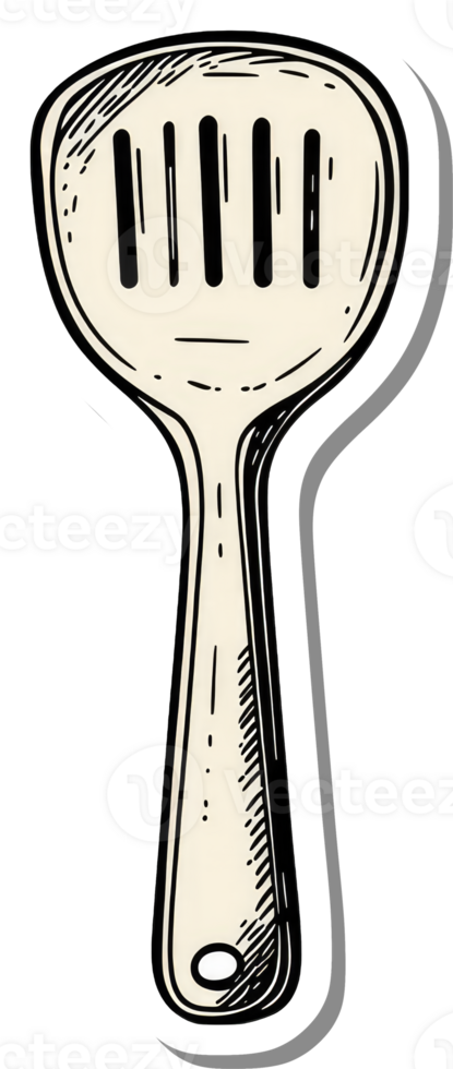 A hand drawn illustration of a slotted spatula png