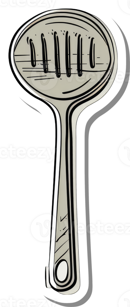 A slotted cooking utensil with a long handle png