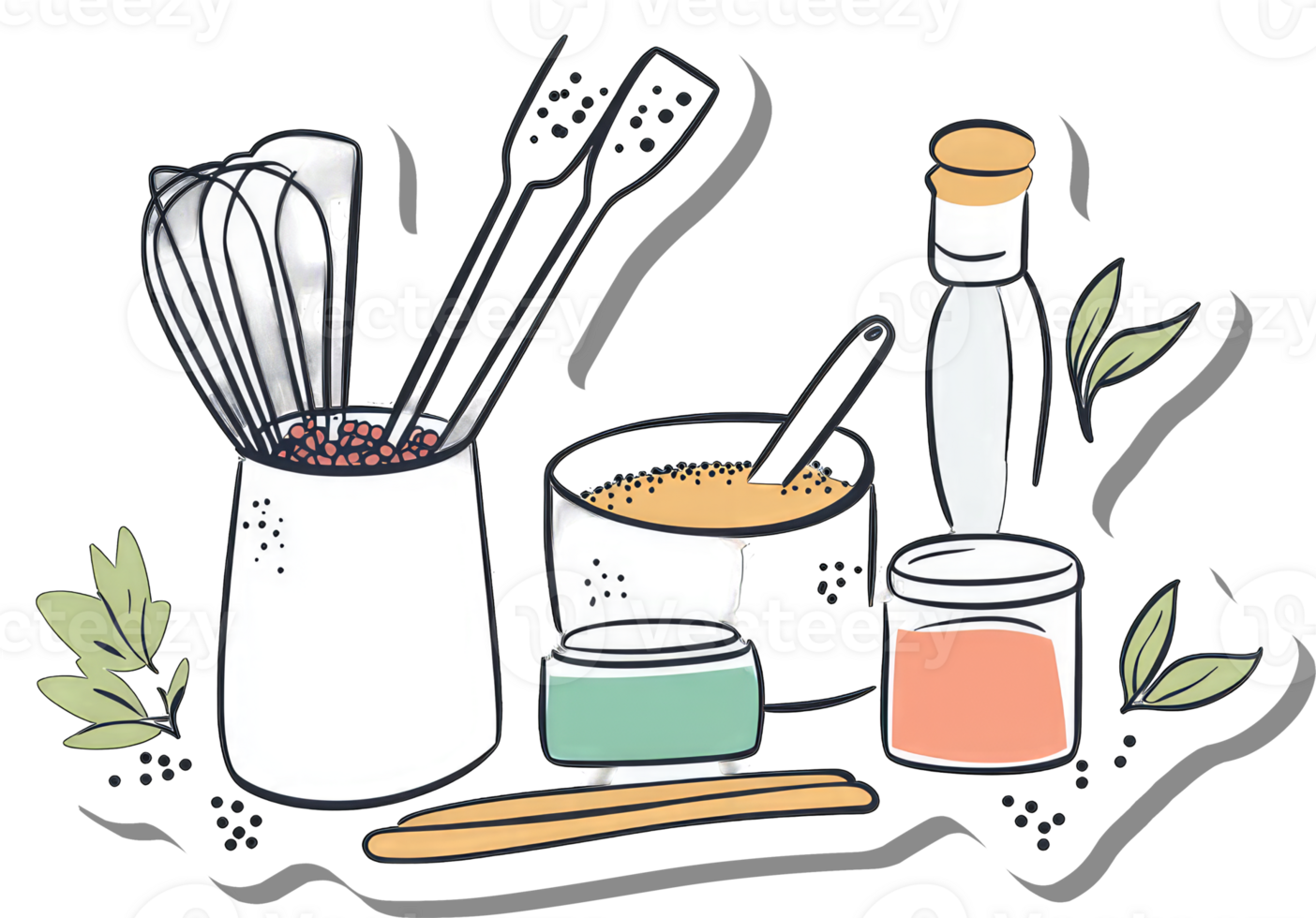 Kitchen Utensils and Ingredients for Baking png