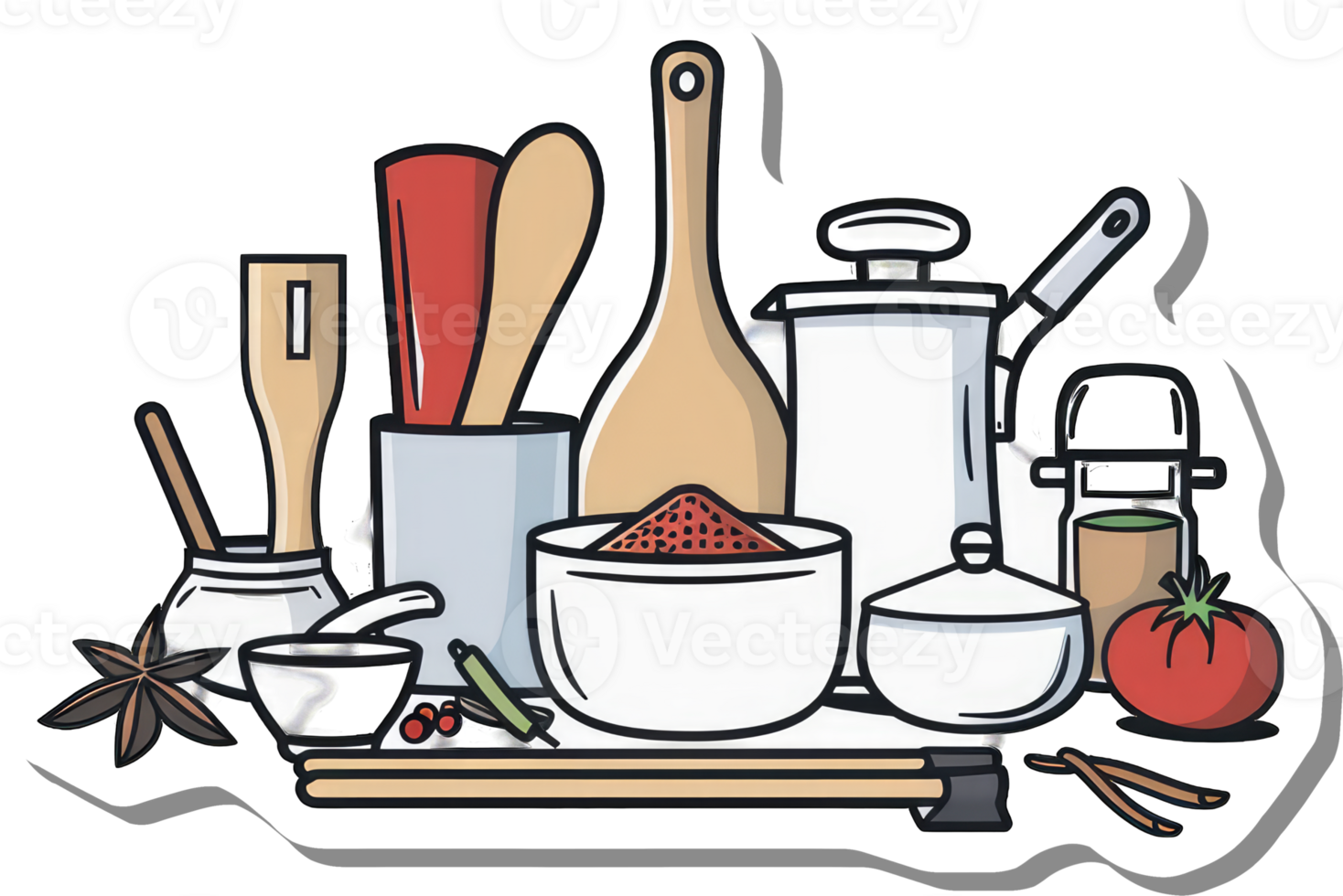 Kitchen Utensils and Spices Ready For Cooking png