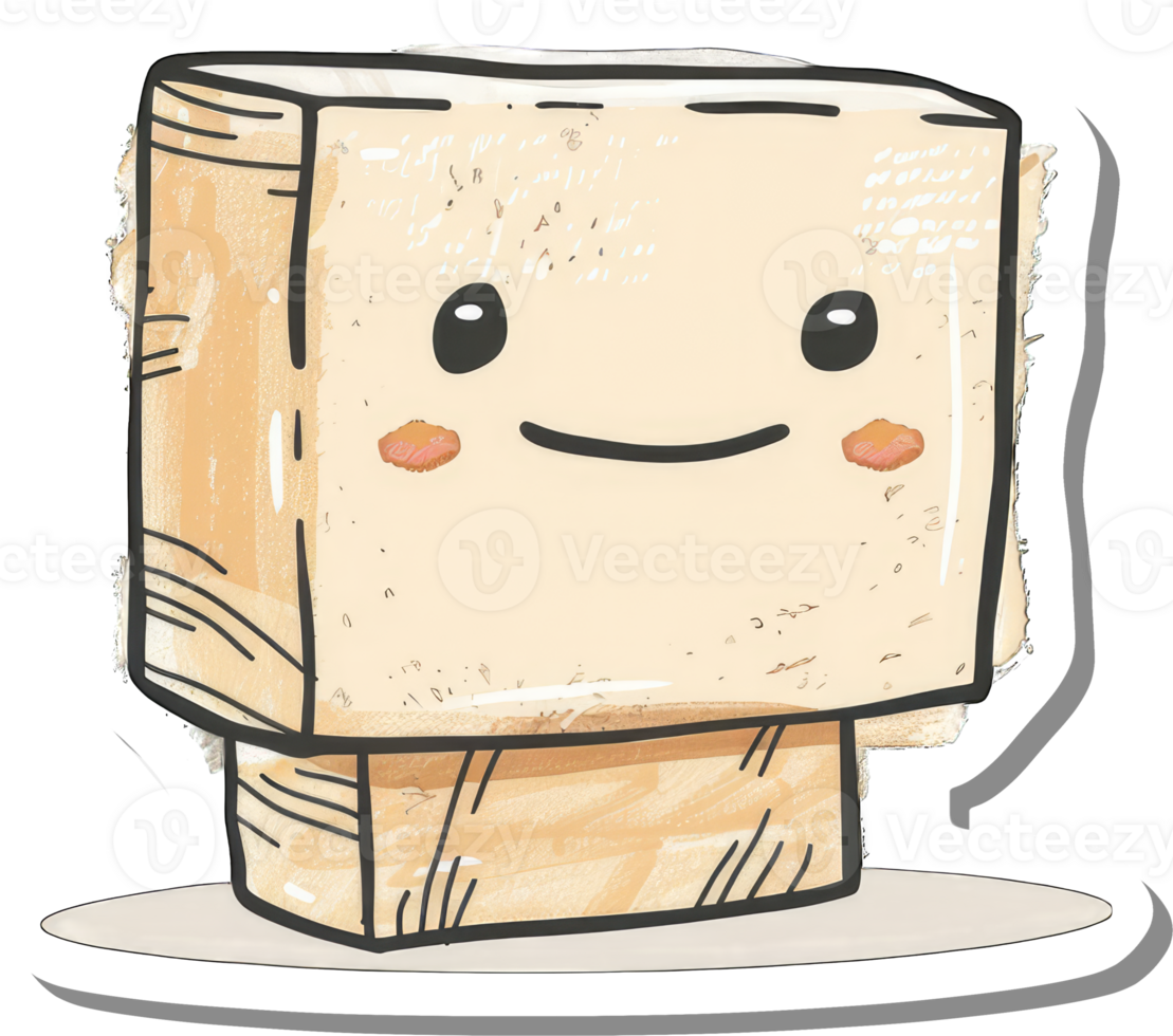 Adorable Cartoon Block Smiling Happy Face png
