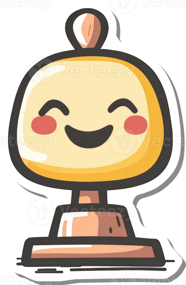Happy cartoon character with a smiling face and a base png