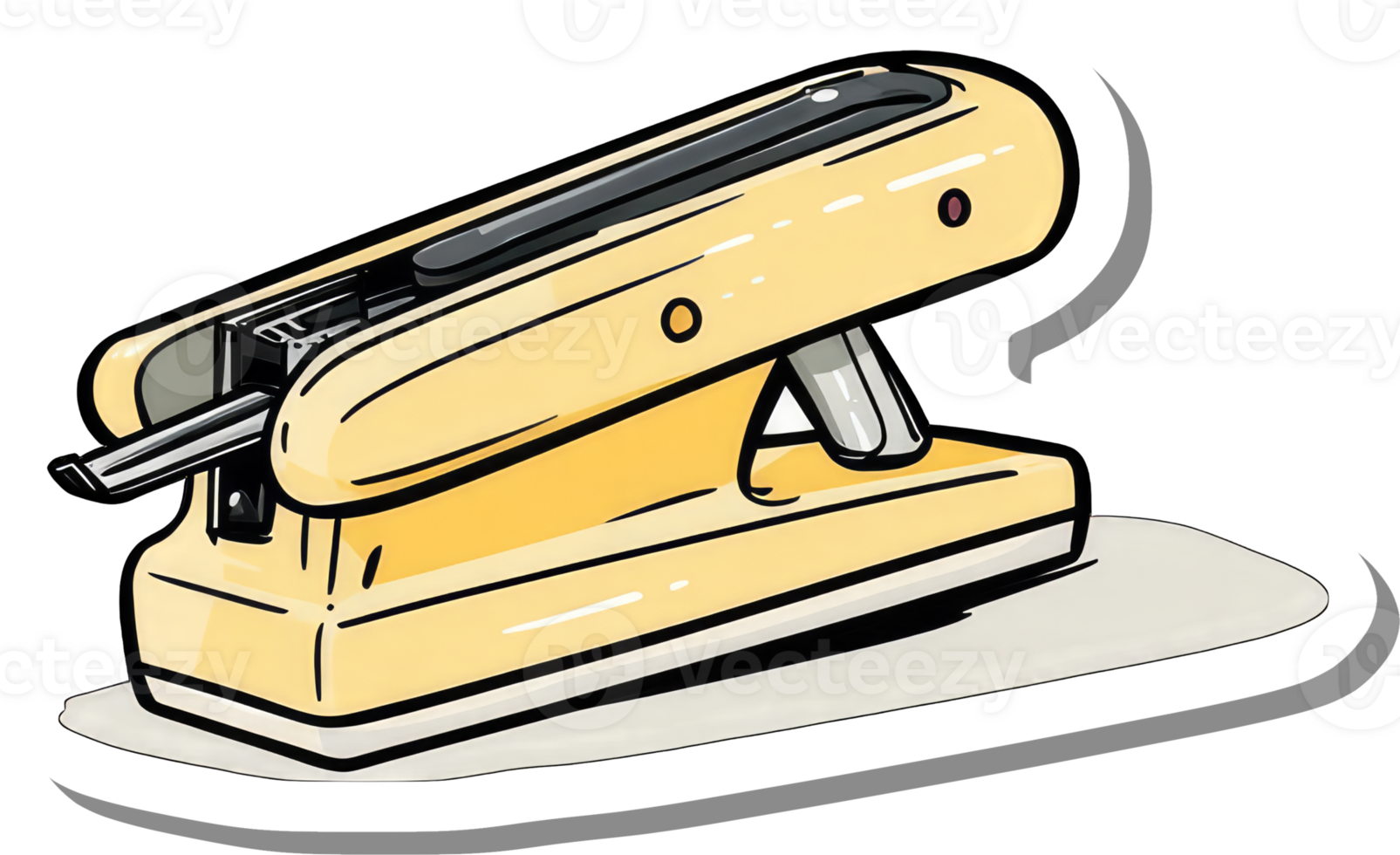 Illustration of a vintage yellow office stapler png