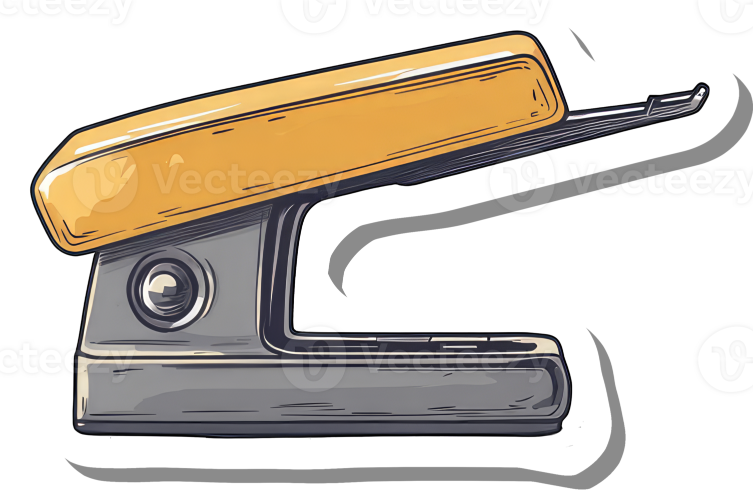 A Yellow and Gray Handheld Stapler Illustration png