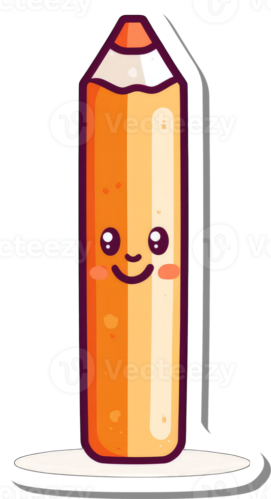 Adorable Orange Pencil Cartoon Character Illustration png