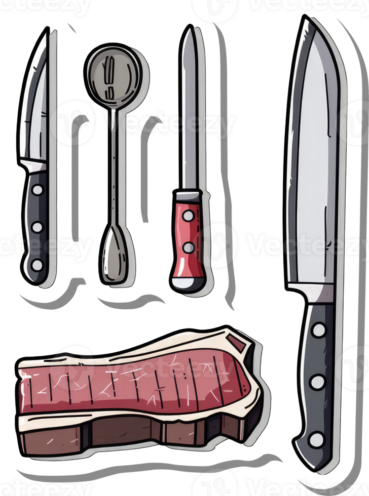 Steak and Utensils Ready for a Delicious Meal png