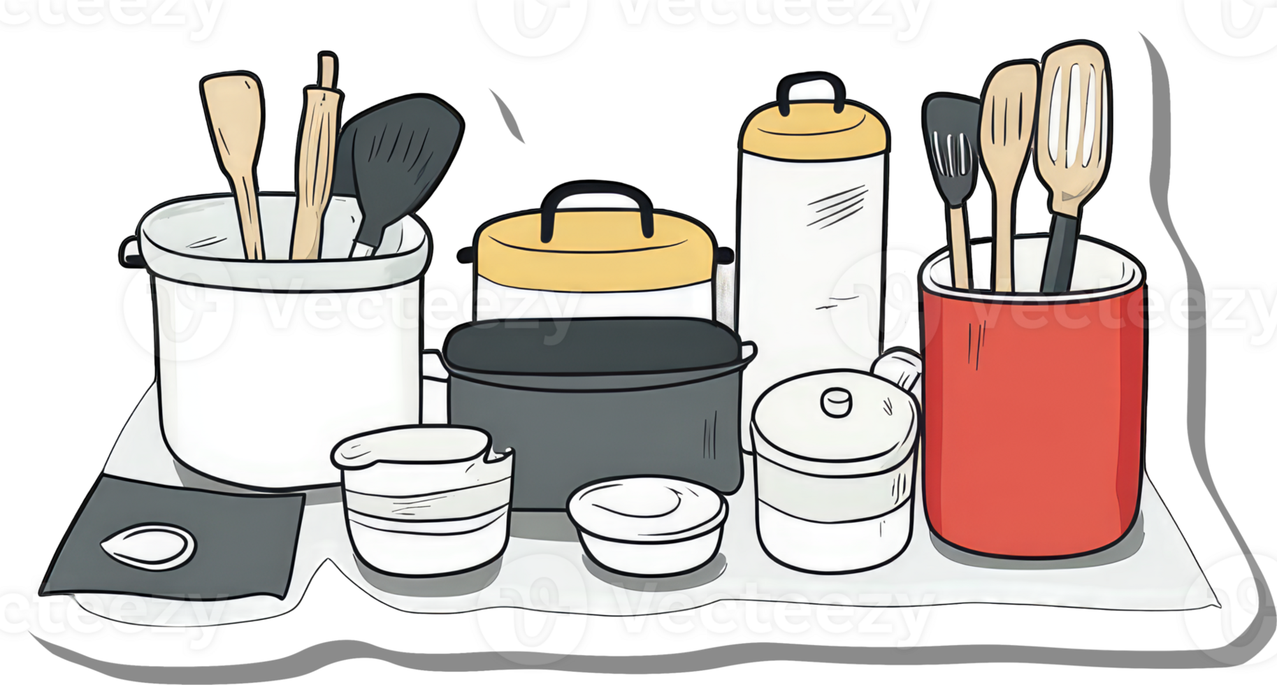 Kitchen Utensils and Cookware Arranged Neatly on a Surface png