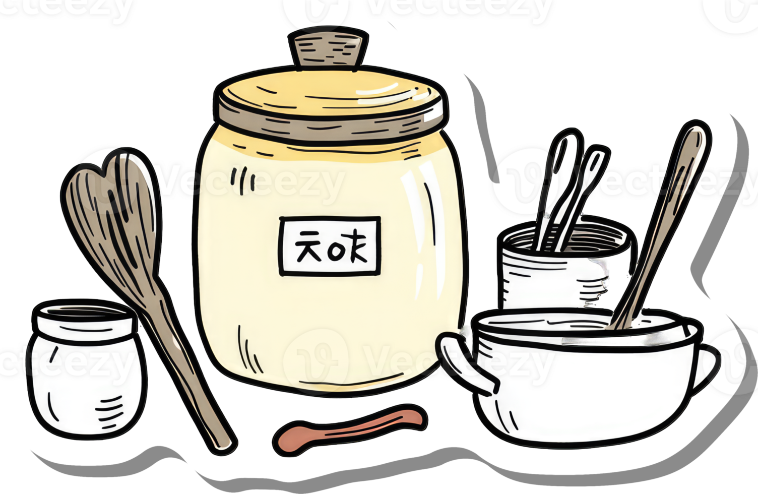 Kitchen Utensils and Jar of Homemade Ingredients png
