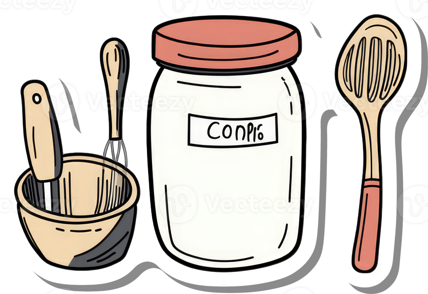 Baking Ingredients and Utensils in a Cartoon Style png
