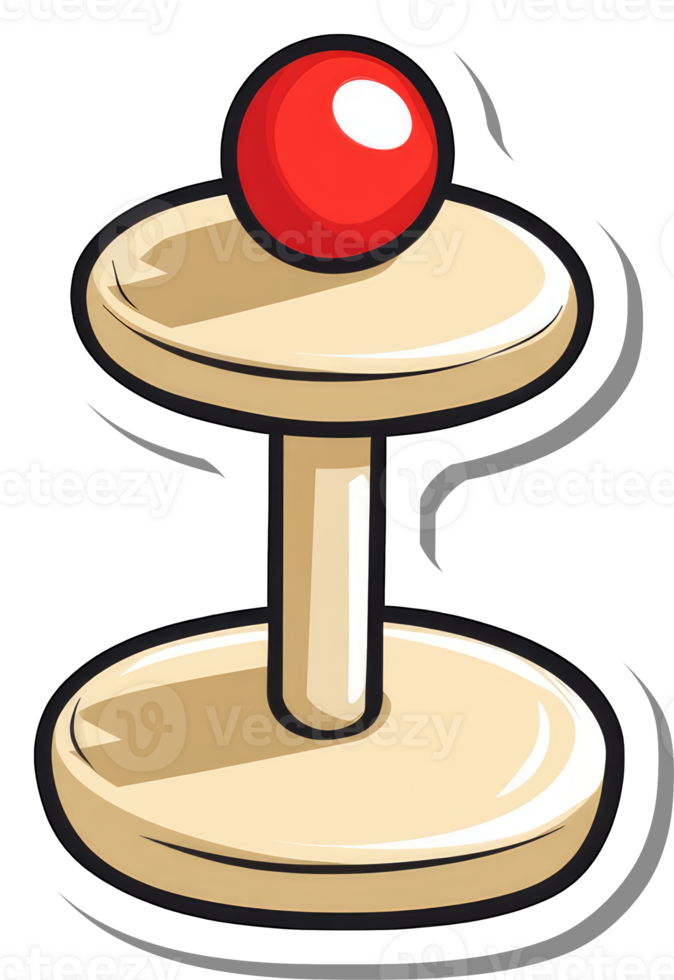 A simple wooden toy with a red ball on top png