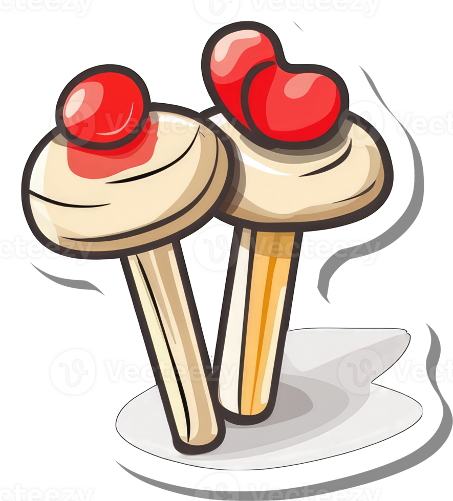 Two Cartoon Mushrooms Topped With Red Cherries png