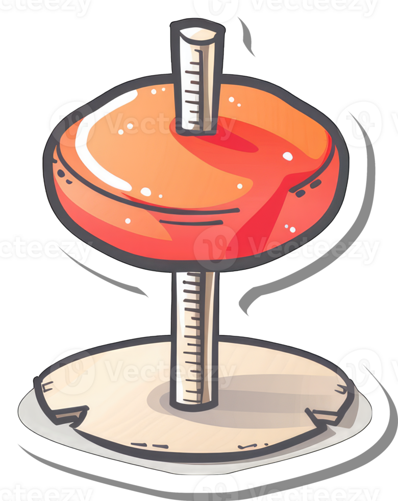 Cartoon illustration of a red spinning top toy png