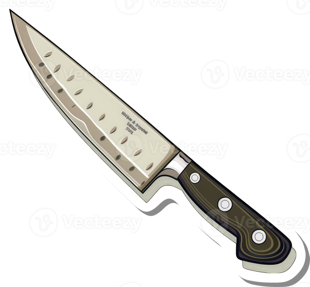 A Stylish Chefs Knife with Elegant Wooden Handle png