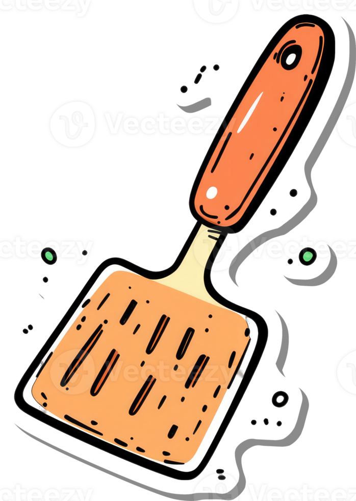 A cartoon illustration of an orange spatula png