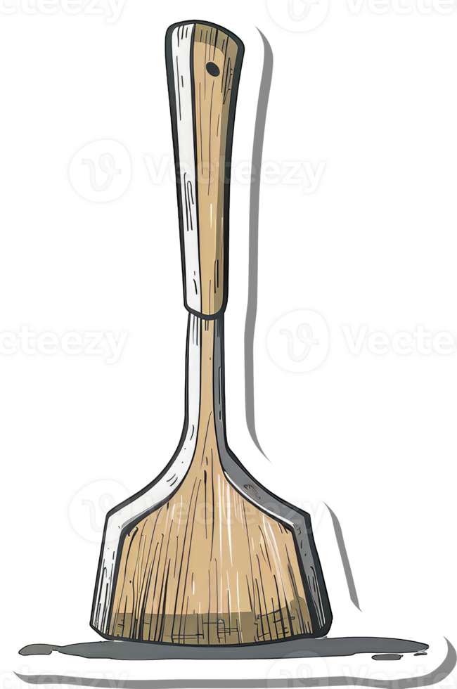 Wooden handled cooking spatula kitchen utensil png