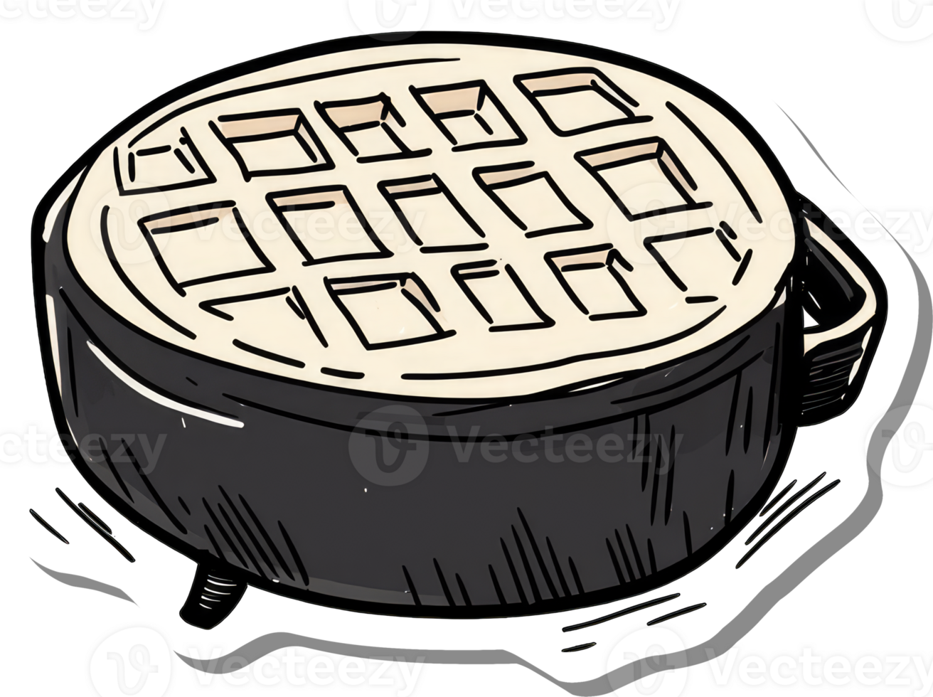 A Cartoon Drawing Of A Waffle Iron Ready For Use png