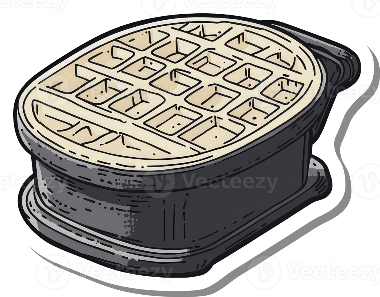 A single waffle iron awaits breakfast preparation png