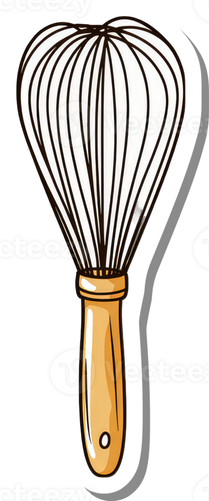 A Whisk with a Wooden Handle is Shown png