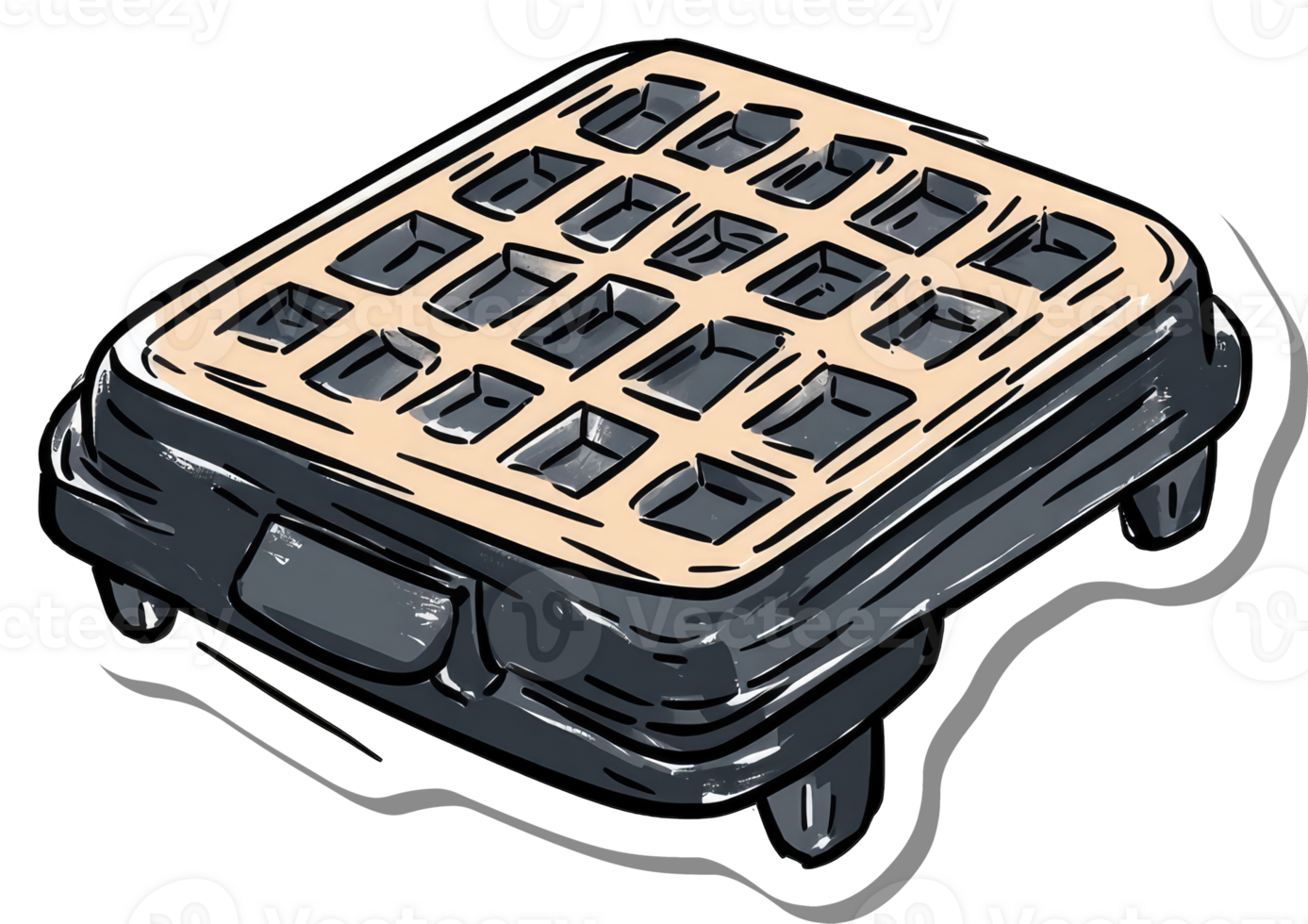 A Cartoon Drawing Of A Waffle Iron Appliance png