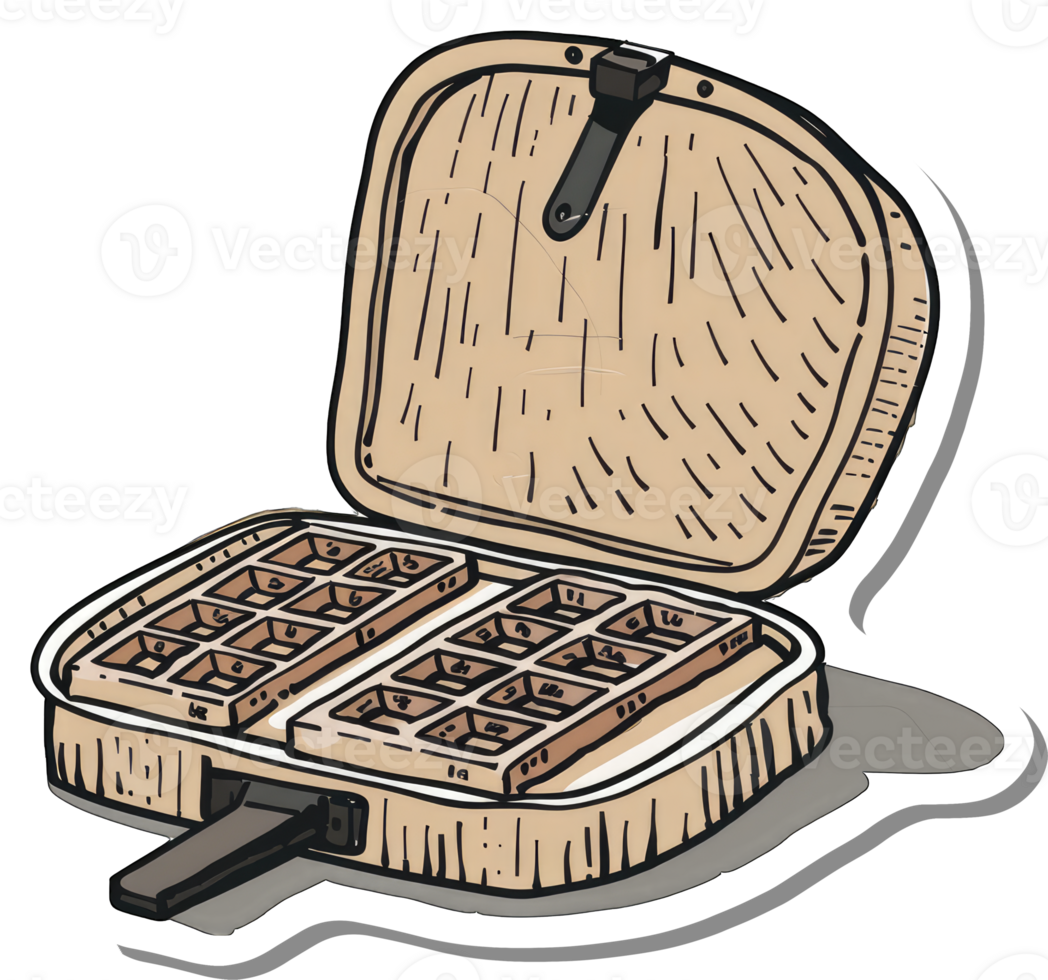 A cartoon illustration of an open waffle iron png