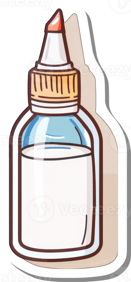 Small Bottle of White Liquid with a Red Cap png