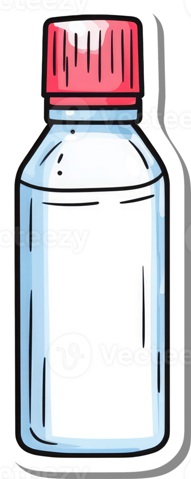 A Red Topped Clear Glass Bottle png