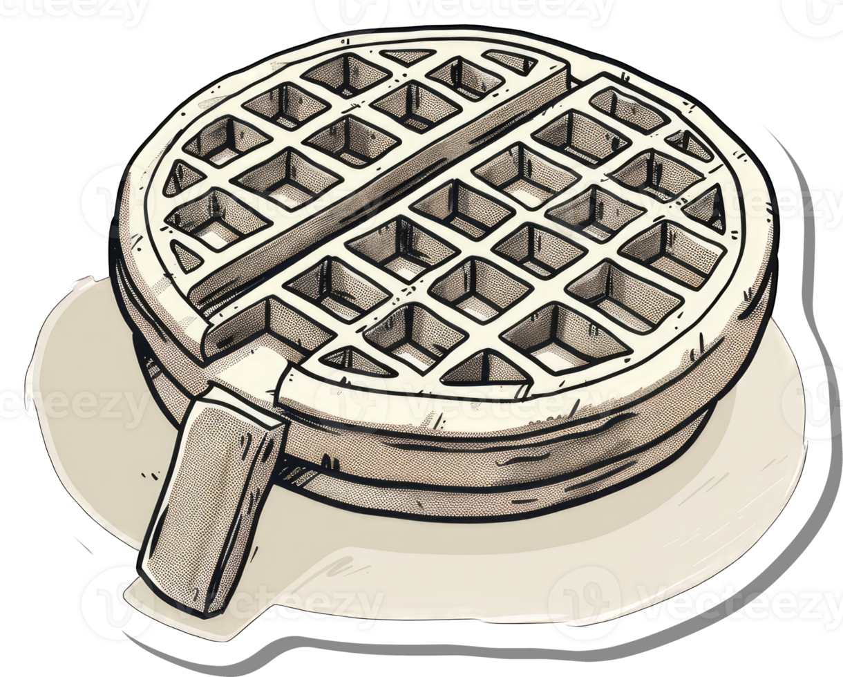 A Delicious Waffle in a Waffle Iron Ready to Eat png