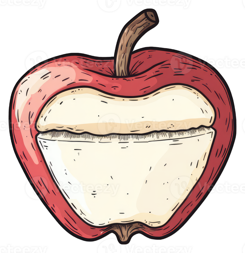 A Red Apple Core With A Blank Center png